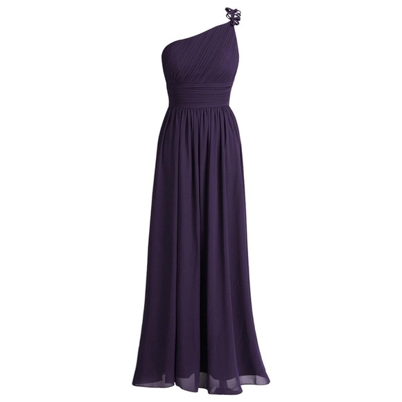 One Shoulder Bridesmaid Maxi Dress - Picture 1 of 4